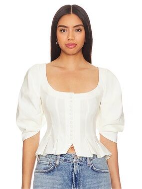 LPA Peplum Button Blouse